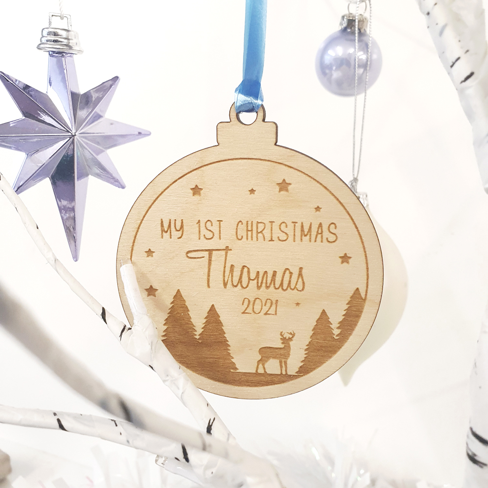 Baby 1st Christmas Bauble - Forest Scene